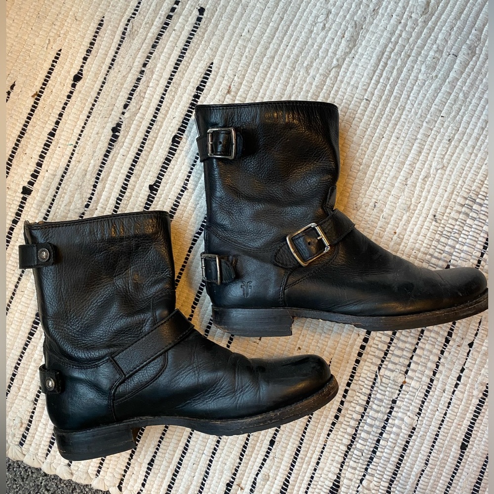Frye leather moto boots